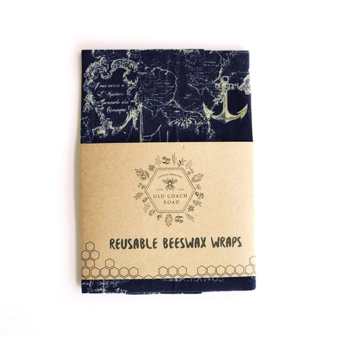 Single - Medium Beeswax Food Wraps (Nautical Print)